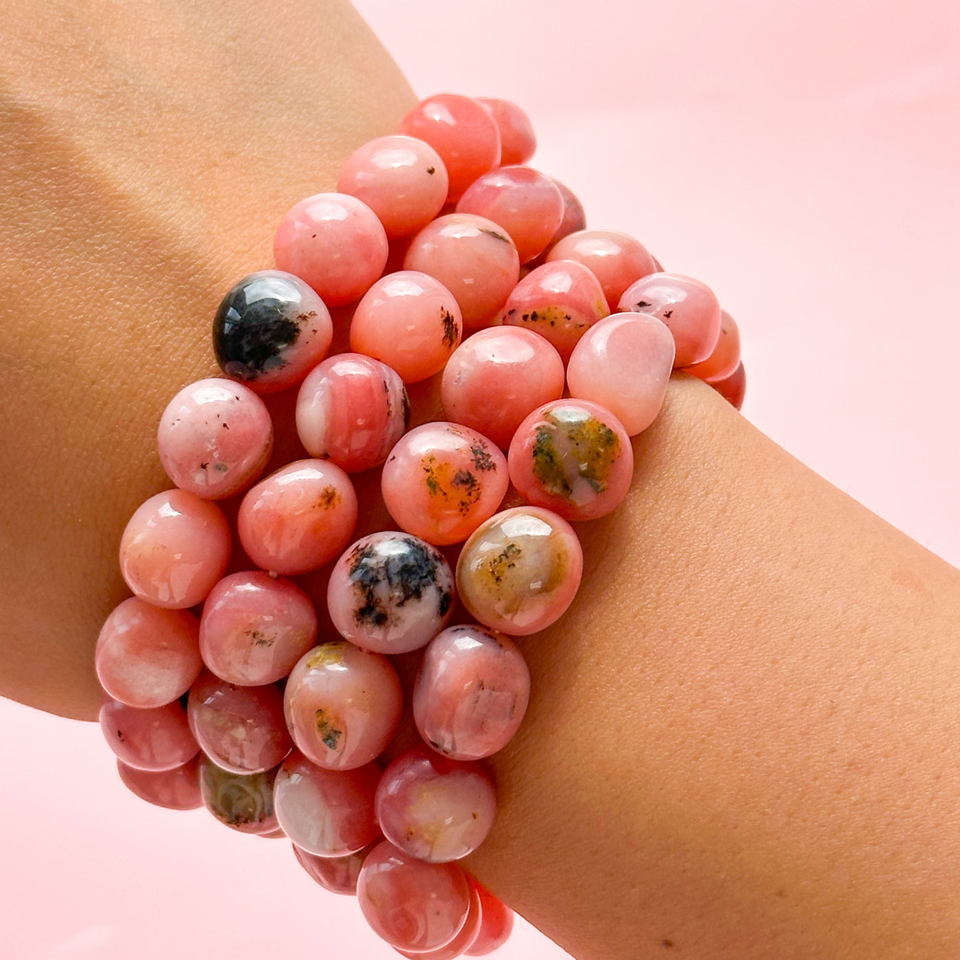 Pink Opal Tumbled Bracelet