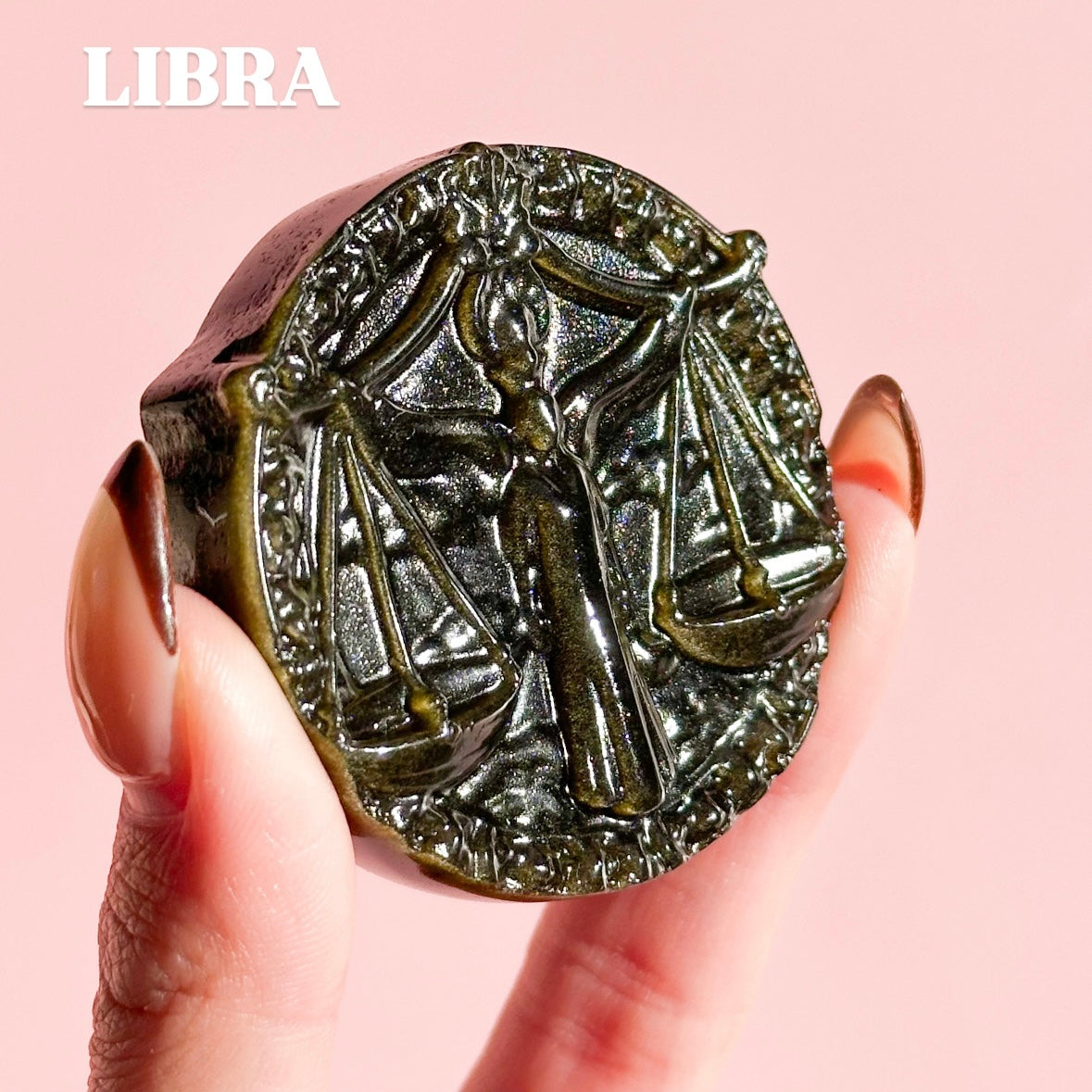 Golden Sheen Obsidian Zodiac Disk