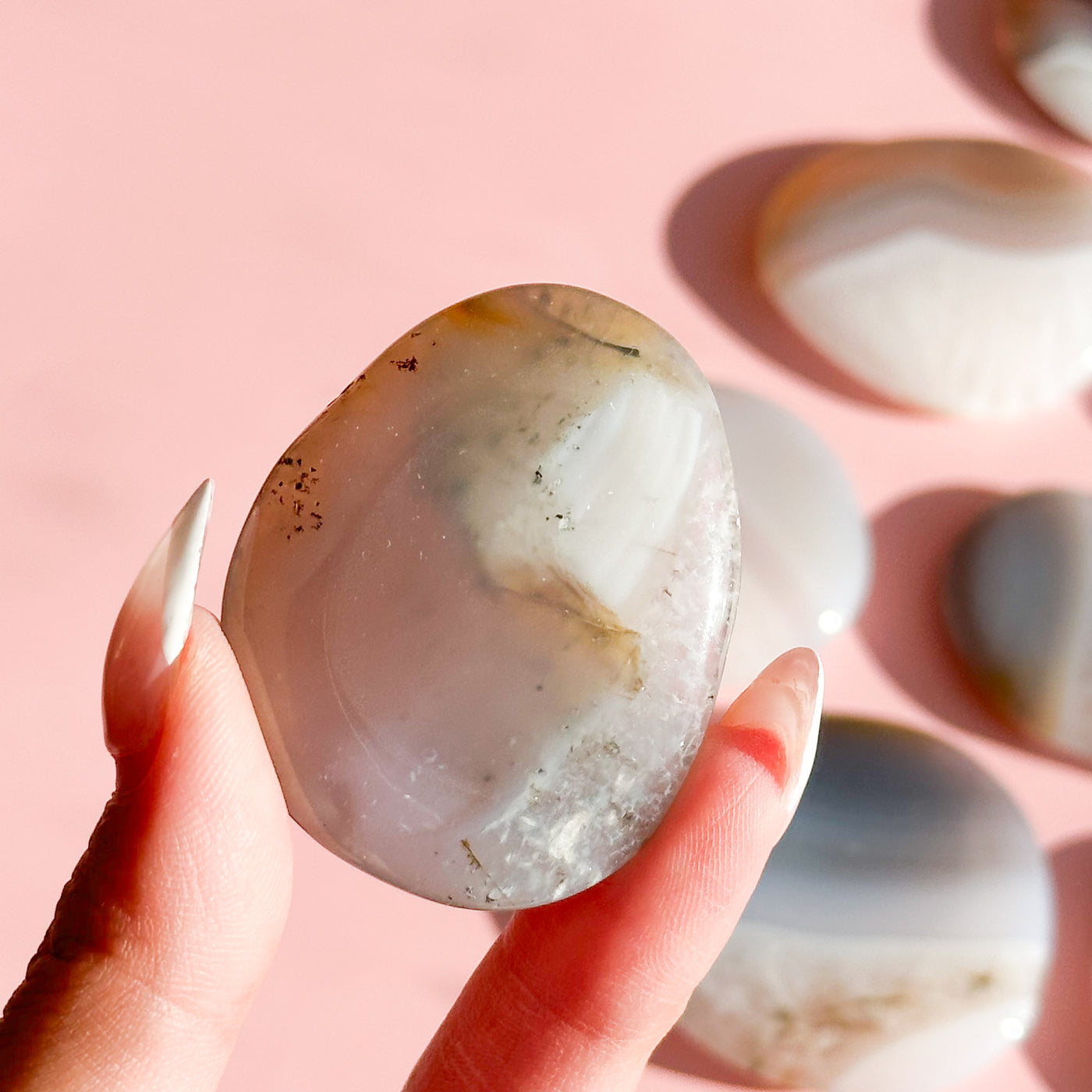 Agate with Quartz Flat Stone