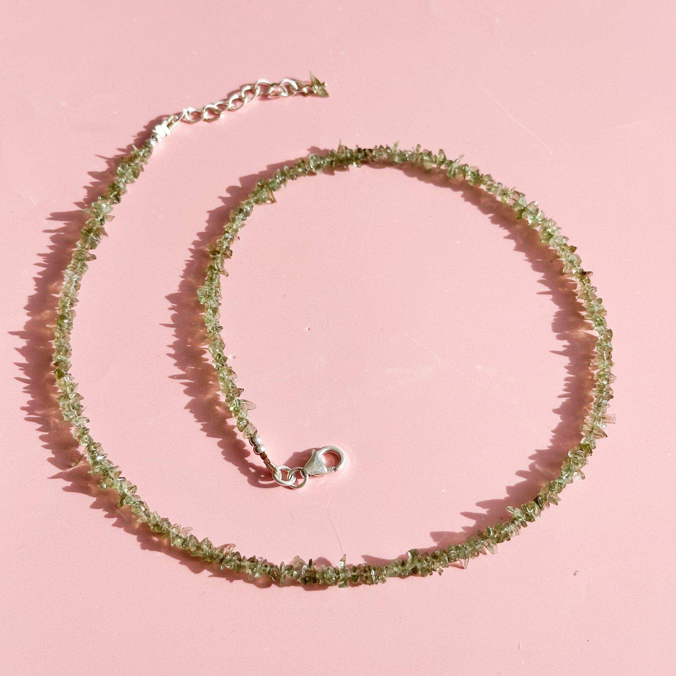 Moldivite Chip Beaded Necklace