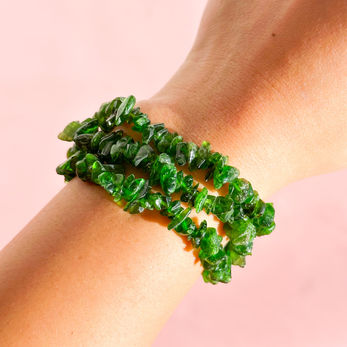 Chrome Diopside Chipped Bracelet
