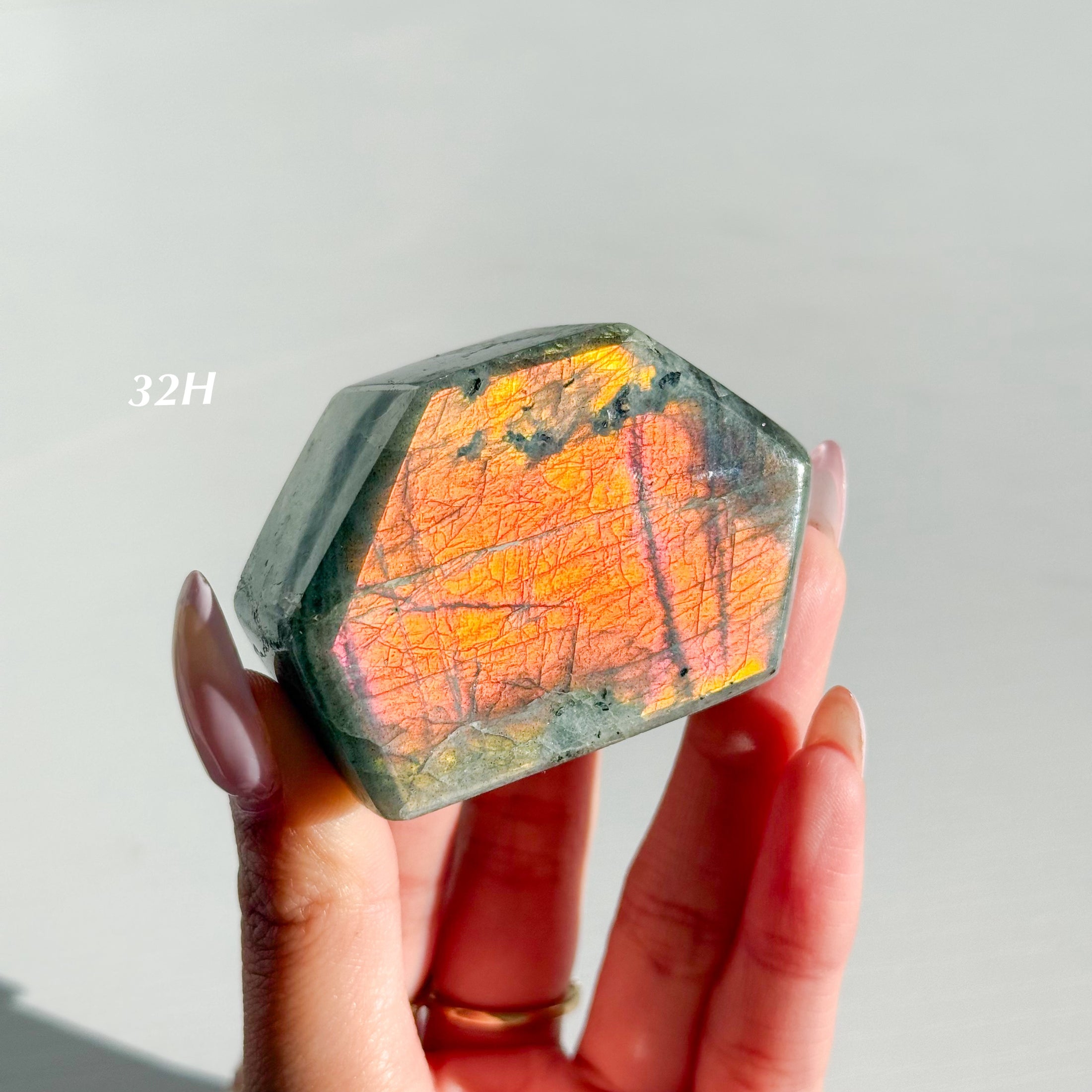 Labradorite Freeform - Orange / Pink Flash