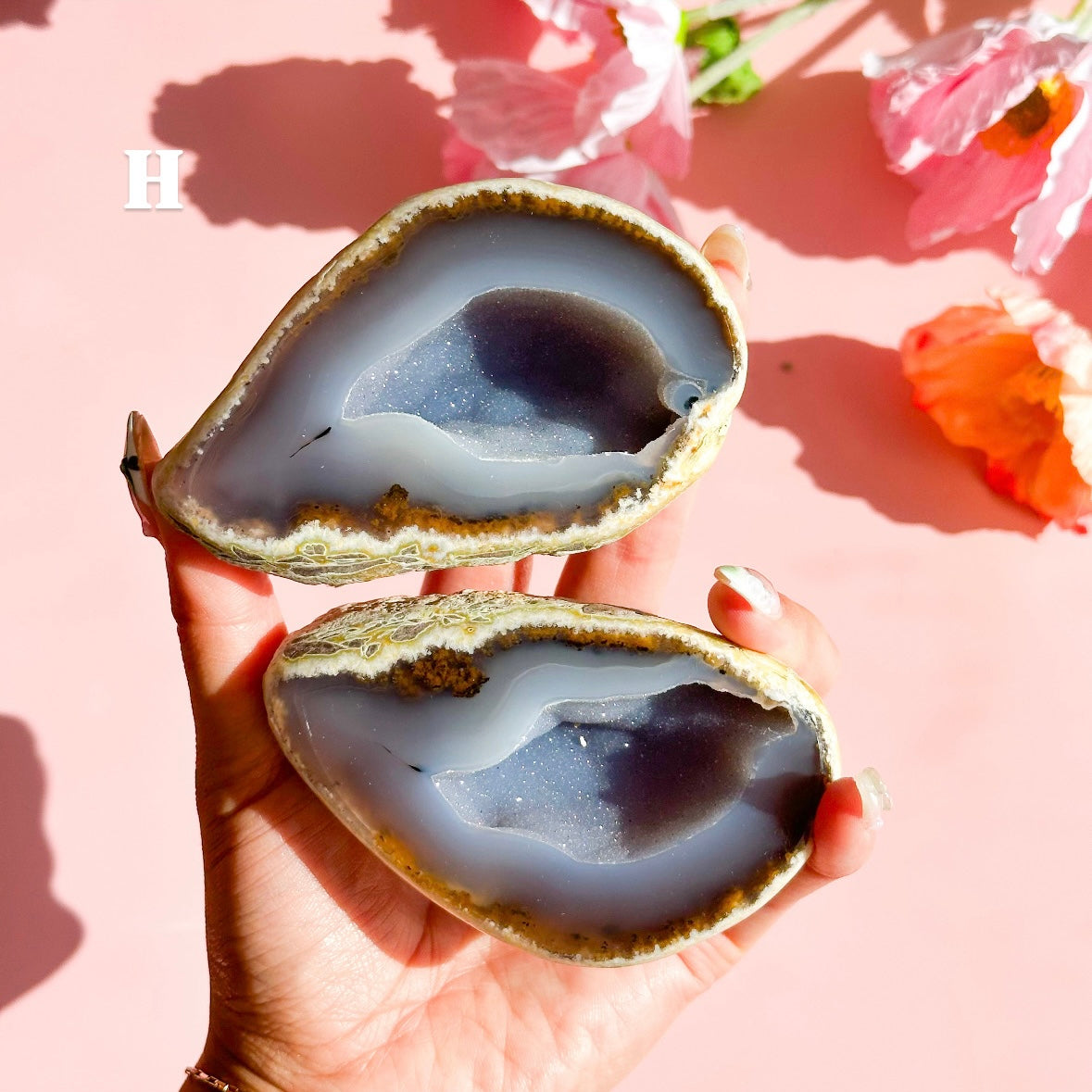 Agate Geode Pair
