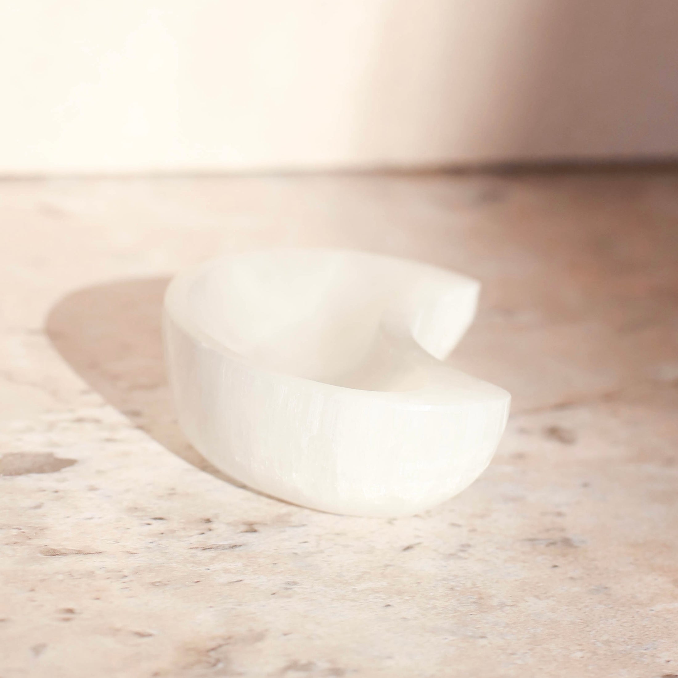 Satin Spar Selenite Small Moon Bowl