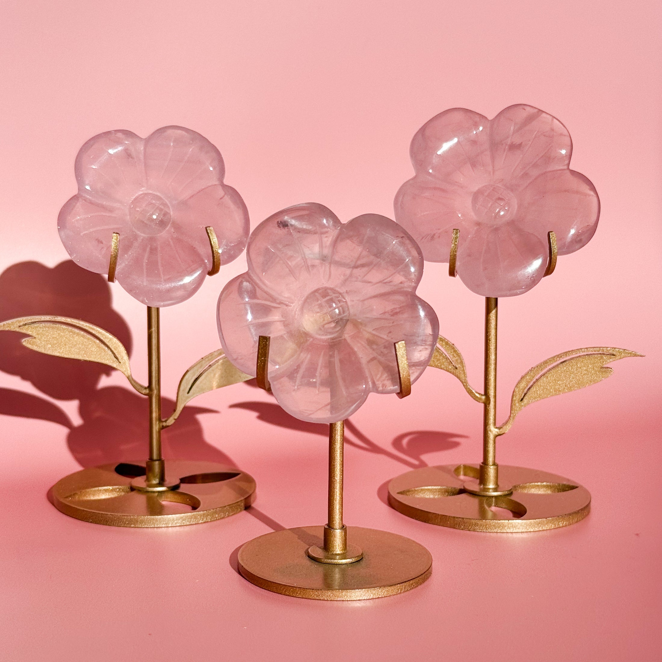 Rose Quartz Flower on Stand
