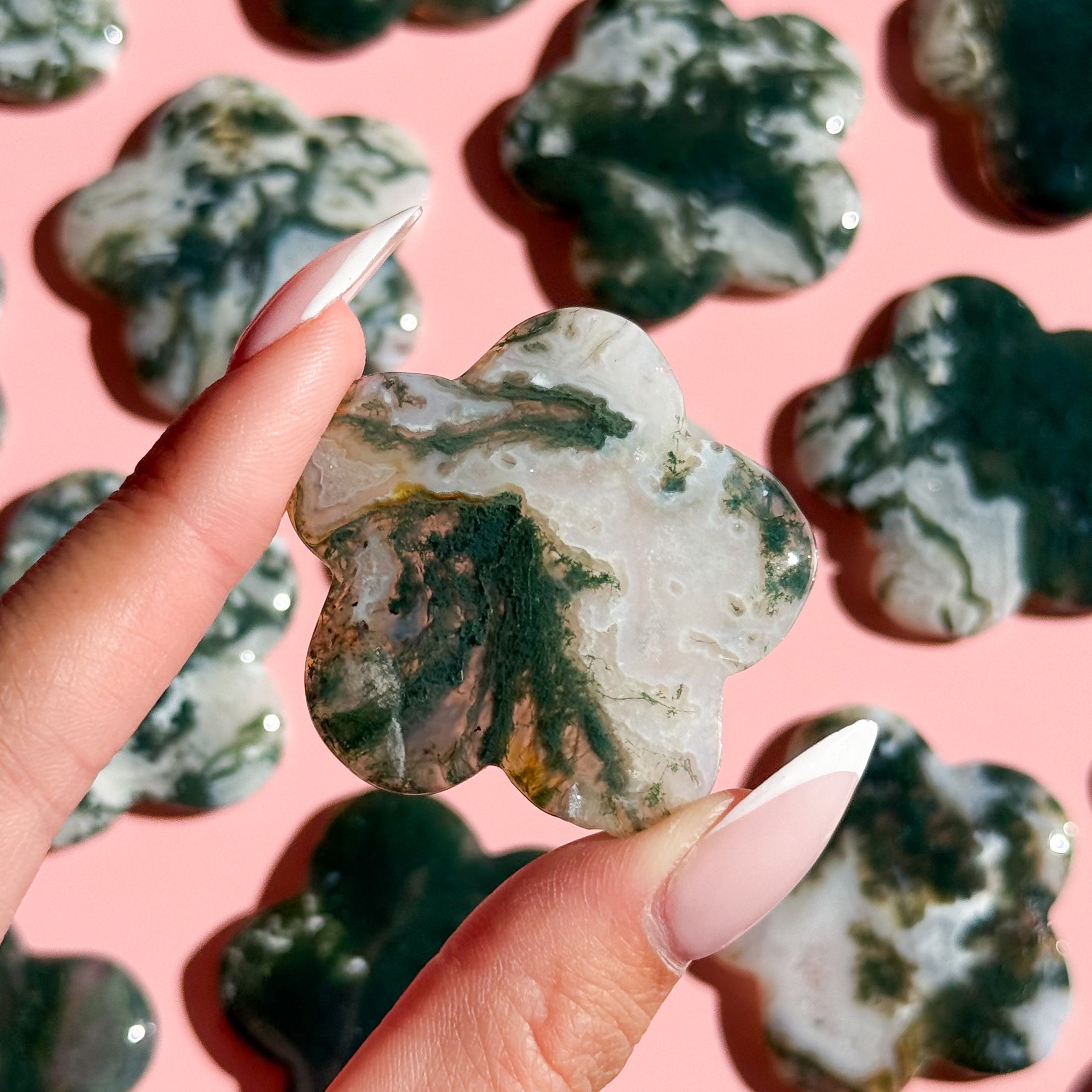 Moss Agate Petal Stone