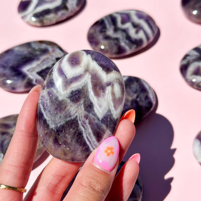 Chevron Amethyst Palmstone