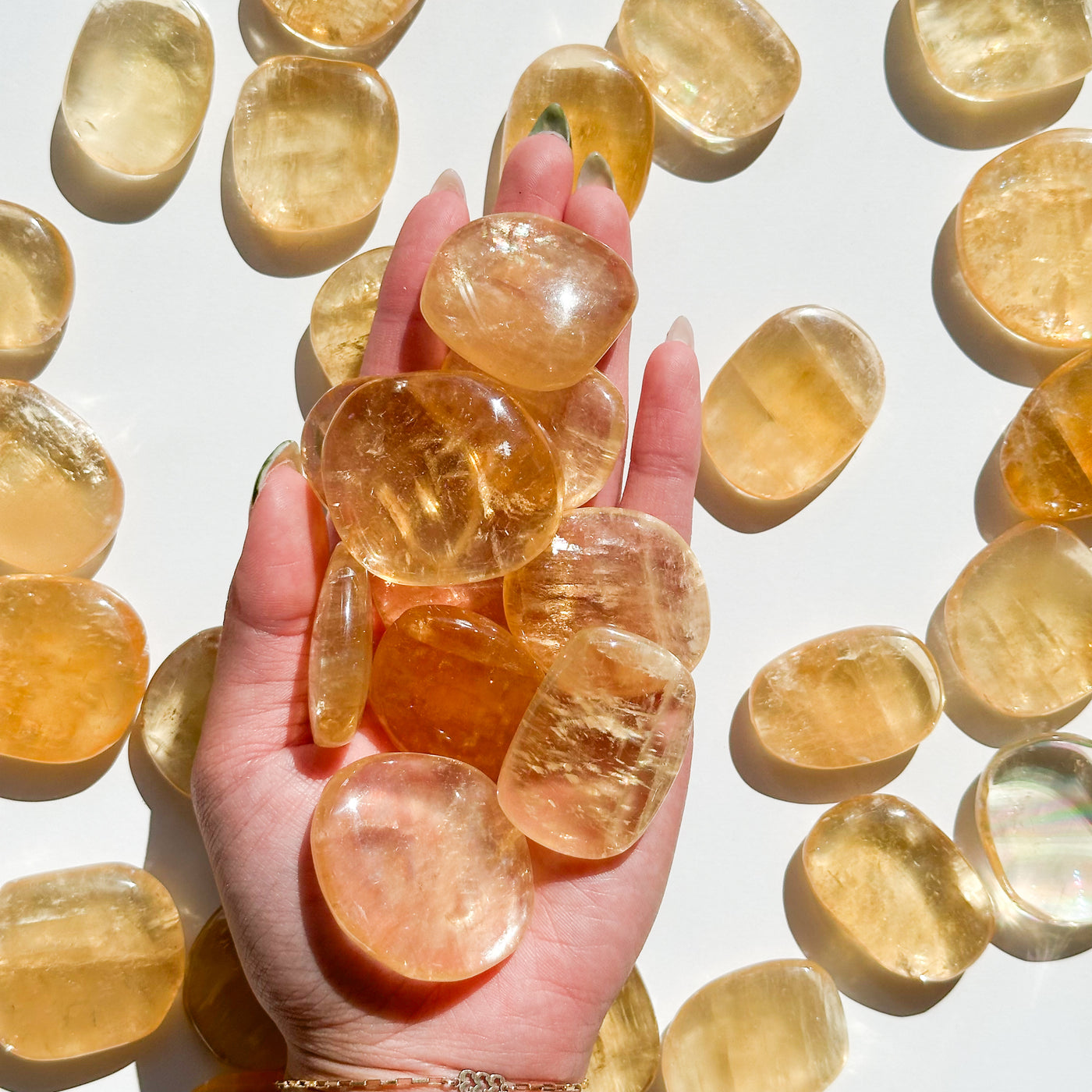 Honey Calcite Flat Stone